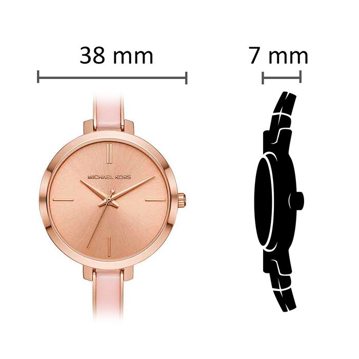  Shop Authentic Michael Kors Jaryn Analog Gold Dial Pink Steel Strap Watch For Women - MK4343 - Luxxuri
