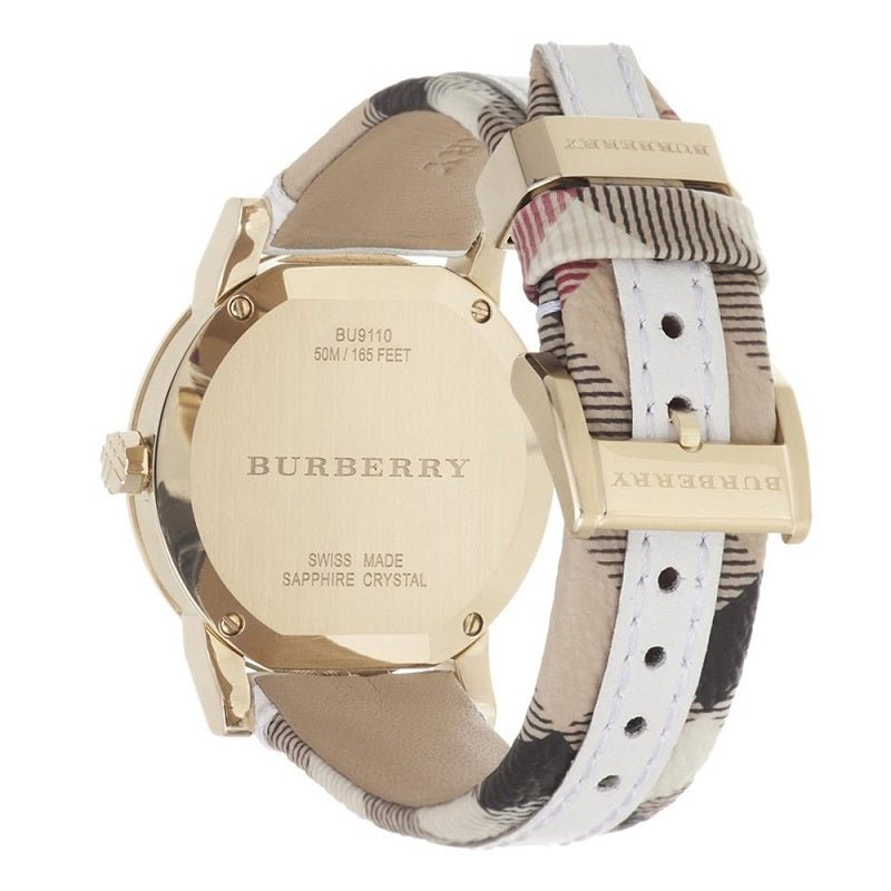  Shop Authentic Burberry The City White Dial White Leather Strap Watch for Women - BU9110 - Luxxuri