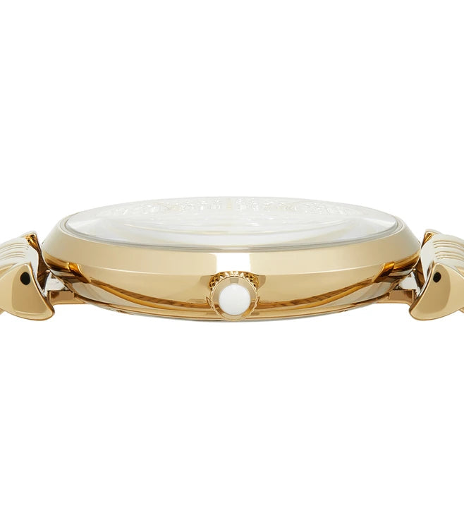 Shop Authentic Emporio Armani Gianni T Bar Analog Crystals Gold Dial Gold Steel Strap Watch For Women - AR11608 - Luxxuri