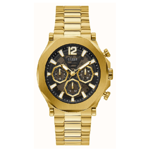  Shop Authentic Guess Edge Chronograph Black Dial Gold Steel Strap Watch For Men - GW0539G2 - Luxxuri
