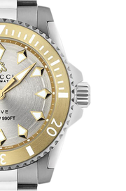  Shop Authentic Gucci Dive Automatic 18K Gold Silver Dial Silver Steel Strap Watch for Men - YA136357 - Luxxuri