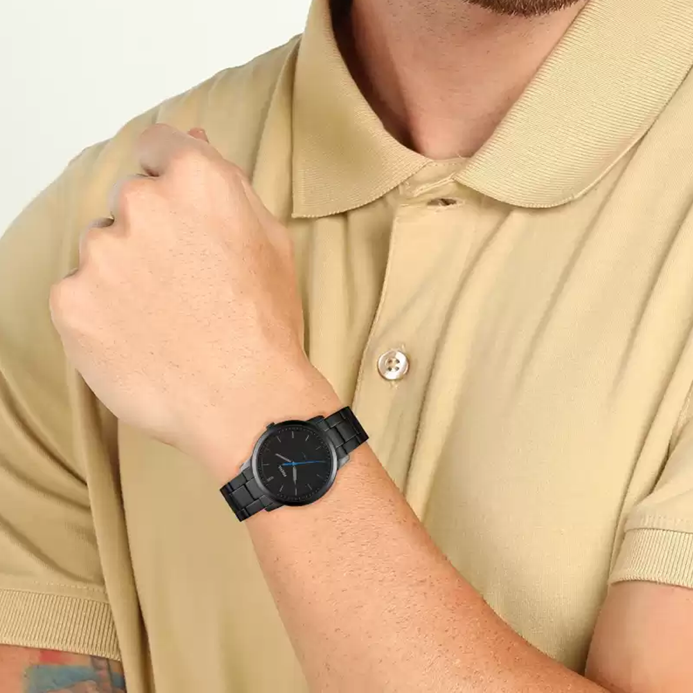  Shop Authentic Fossil The Minimalist Black Dial Black Steel Strap Watch for Men - FS5308 - Luxxuri