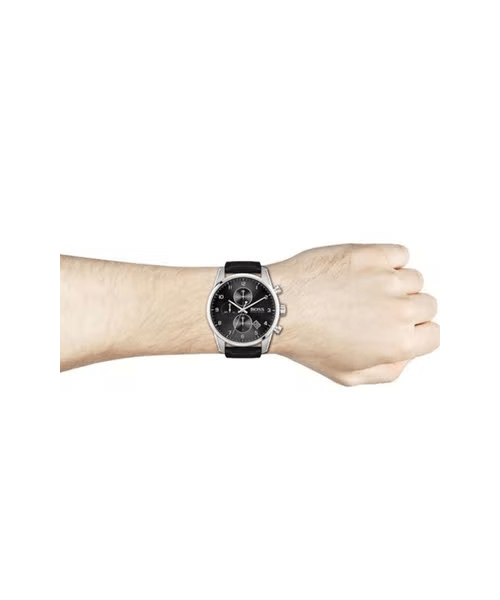  Shop Authentic Hugo Boss Skymaster Black Dial Black Leather Strap Watch for Men - 1513782 - Luxxuri