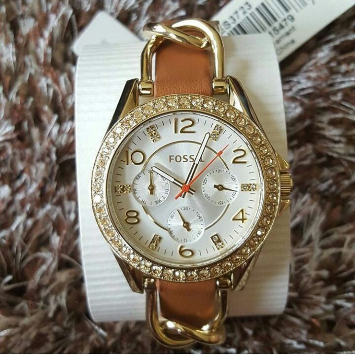  Shop Authentic Fossil Riley Multifunction White Dial Orange Leather Strap Watch for Women - ES3723 - Luxxuri