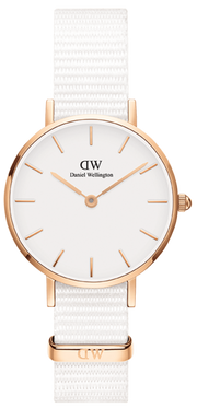  Shop Authentic Daniel Wellington Classic Petite Dover White Dial White Nylon Strap Watch For Women - DW00100313 - Luxxuri