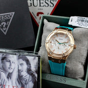  Shop Authentic Guess Jet Setter White Dial Turquoise Silicone Strap Watch For Women - W0564L3 - Luxxuri
