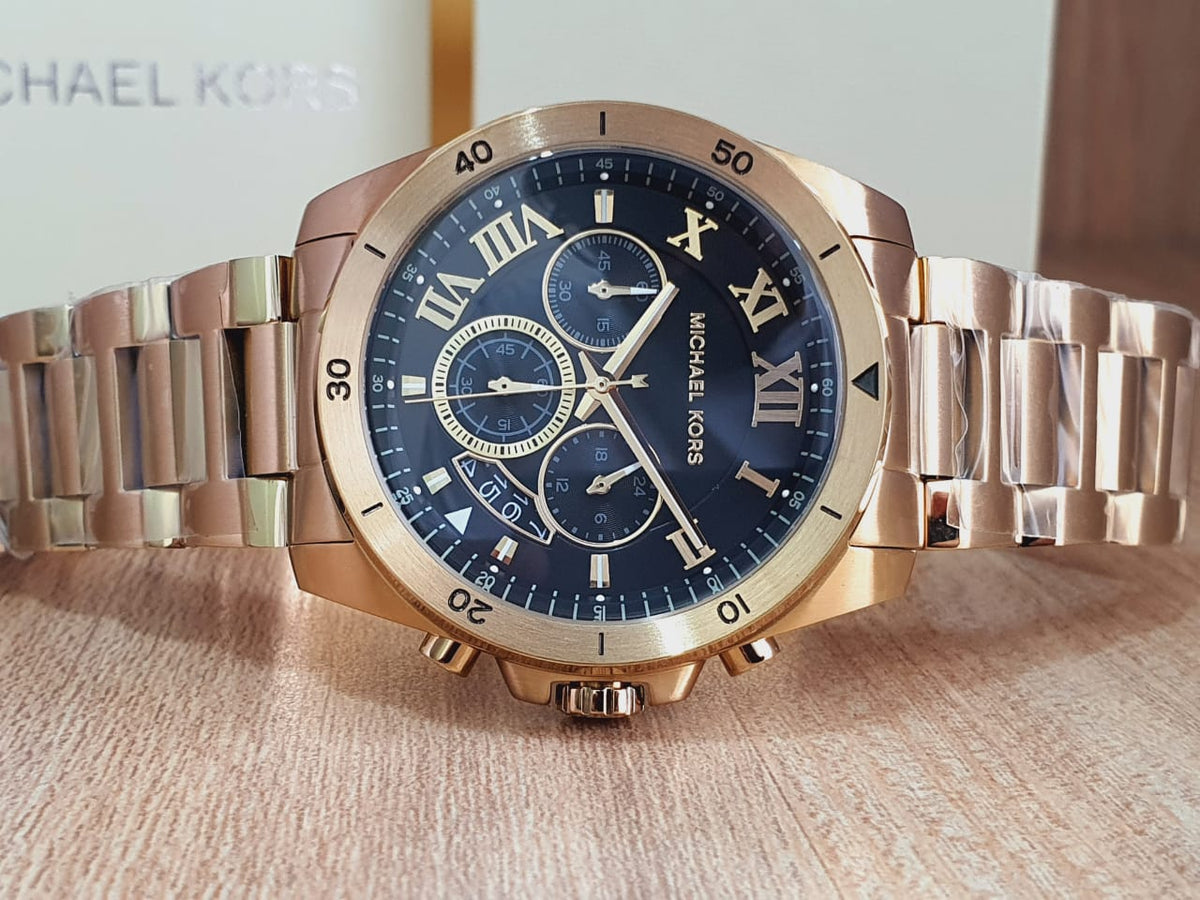  Shop Authentic Michael Kors Brecken Chronograph Quartz Black Dial Gold Steel Strap Watch For Men - MK8481 - Luxxuri