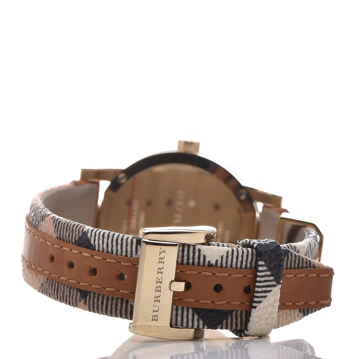  Shop Authentic Burberry The City Gold Dial Brown Leather Strap Watch for Women - BU9133 - Luxxuri