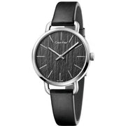  Shop Authentic Calvin Klein Even Black Dial Black Leather Strap Watch for Women - K7B231C1 - Luxxuri