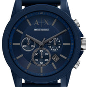  Shop Authentic Armani Exchange Outerbanks Chronograph Blue Dial Blue Silicone Strap Watch For Men - AX7128 - Luxxuri