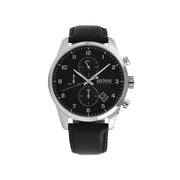  Shop Authentic Hugo Boss Skymaster Black Dial Black Leather Strap Watch for Men - 1513782 - Luxxuri
