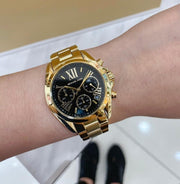  Shop Authentic Michael Kors Bradshaw Chronograph Black Dial Gold Steel Strap Watch For Women - MK6959 - Luxxuri