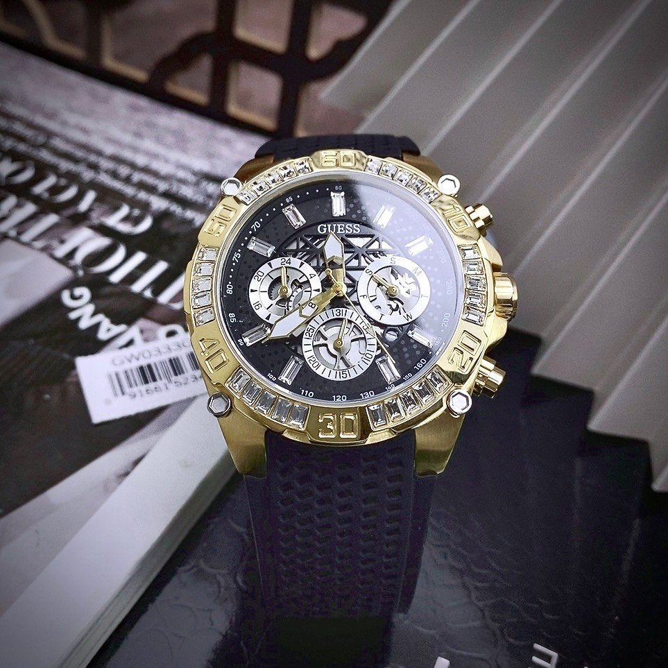 Shop Authentic Guess Trophy Multifunction Black Dial Black Rubber Strap Watch for Men - GW0333G1 - Luxxuri