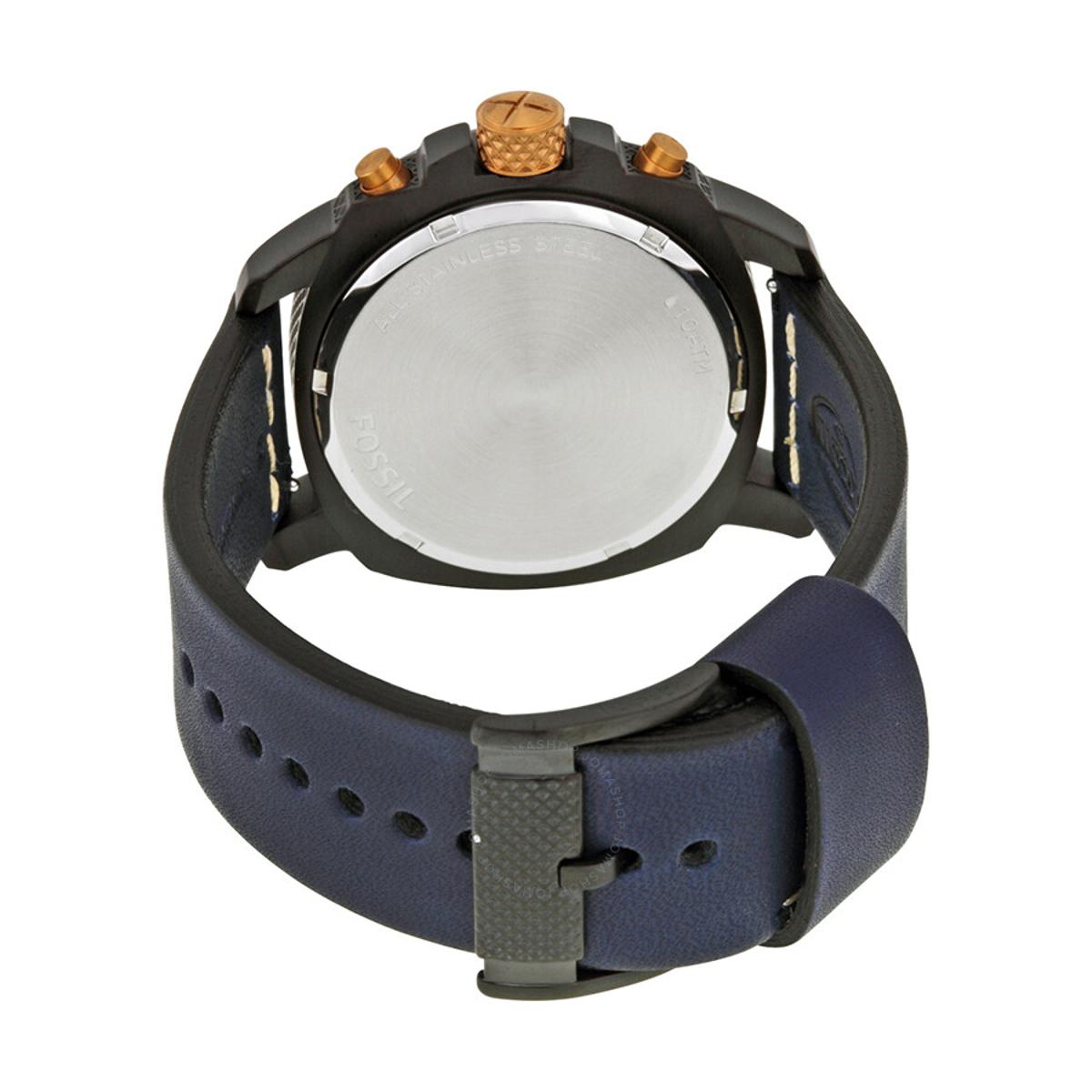  Shop Authentic Fossil Modern Machine Chronograph Black Dial Blue Leather Strap Watch for Men - FS5066 - Luxxuri
