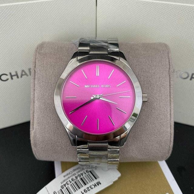  Shop Authentic Michael Kors Slim Runway Quartz Pink Dial Silver Steel Strap Watch For Women - MK3291 - Luxxuri