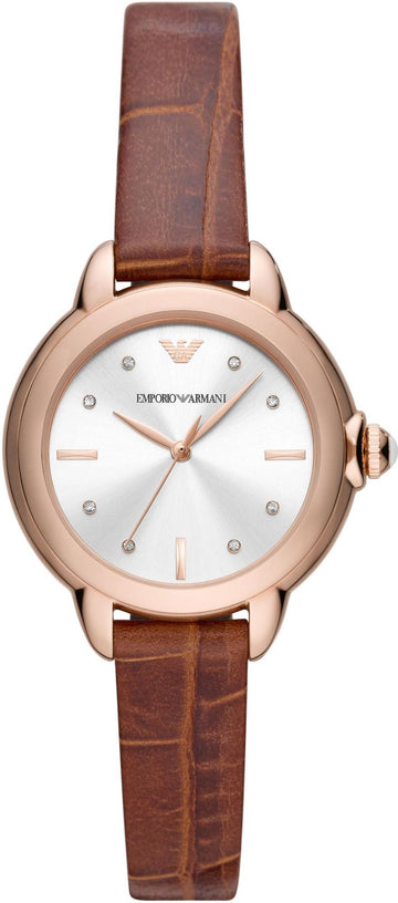  Shop Authentic Emporio Armani Mia Quartz Silver Dial Brown Leather Strap Watch For Women - AR11525 - Luxxuri