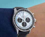  Shop Authentic Breitling Navitimer B01 Chronograph 43 Blue Dial Black Leather Strap Watch for Men - AB0138241C1P1 - Luxxuri