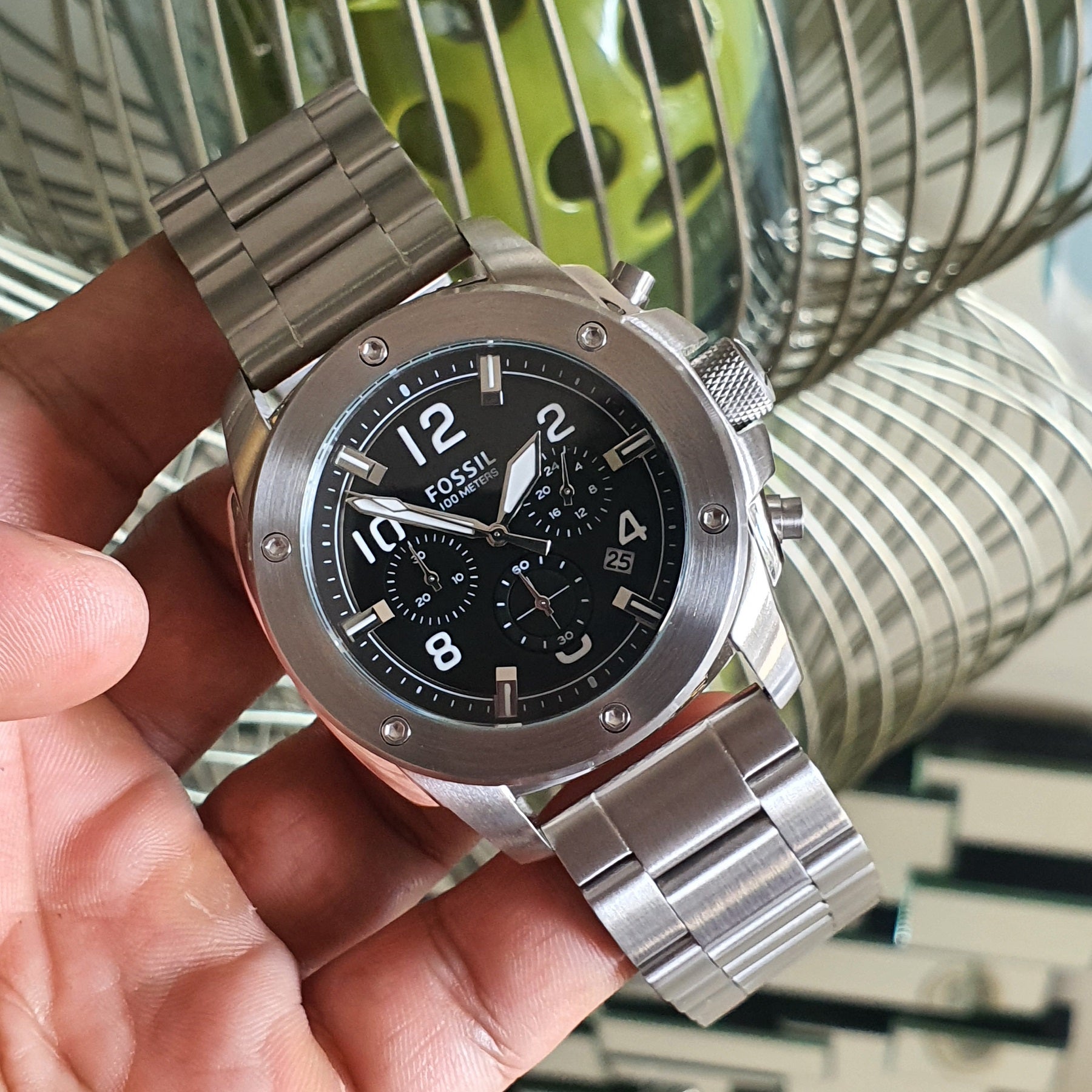  Shop Authentic Fossil Modern Machine Black Dial Silver Steel Strap Watch for Men - FS4926 - Luxxuri