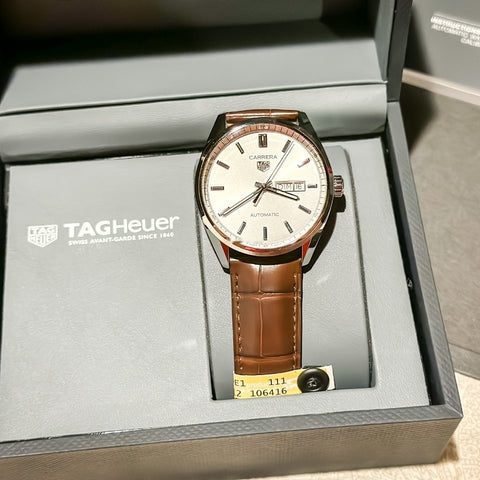  Shop Authentic Tag Heuer Carrera Calibre 5 Automatic White Dial Brown Leather Strap Watch for Men - WAR201B.FC6291 - Luxxuri