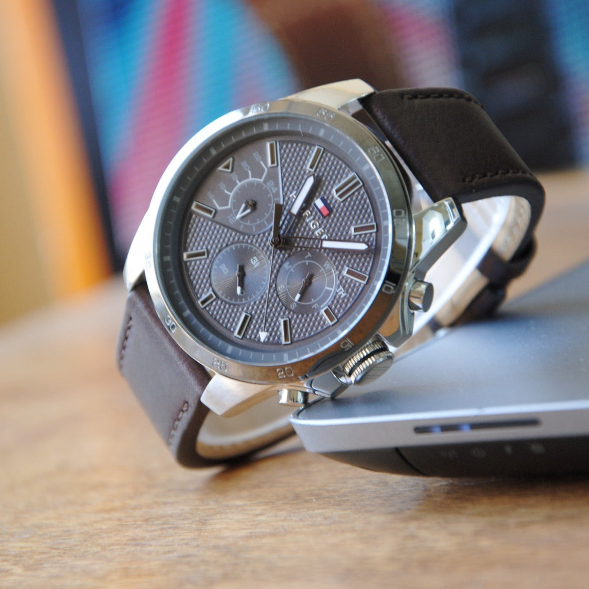  Shop Authentic Tommy Hilfiger Decker Grey Dial Brown Leather Strap Watch for Men - 1791562 - Luxxuri