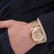  Shop Authentic Guess Tailor Multifunction Gold Dial Gold Mesh Bracelet Watch for Men - GW0368G2 - Luxxuri