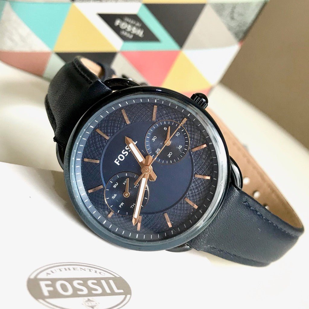  Shop Authentic Fossil Tailor Blue Dial Blue Leather Strap Watch for Women - ES4092 - Luxxuri
