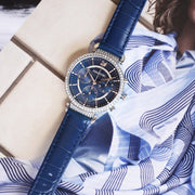  Shop Authentic Swarovski Passage Chrono Crystal Blue Dial Blue Leather Strap Watch for Women - 5580342 - Luxxuri