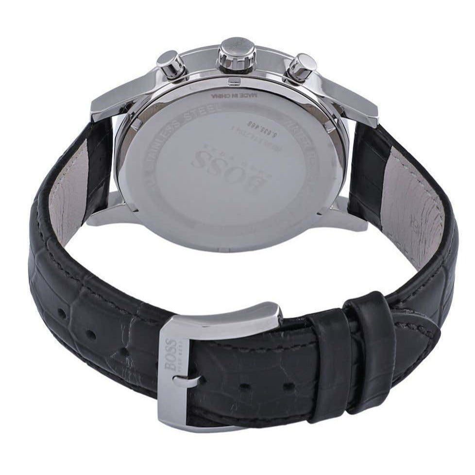  Shop Authentic Hugo Boss Aeroliner Chronograph Black Dial Black Leather Strap Watch For Men - 1512448 - Luxxuri