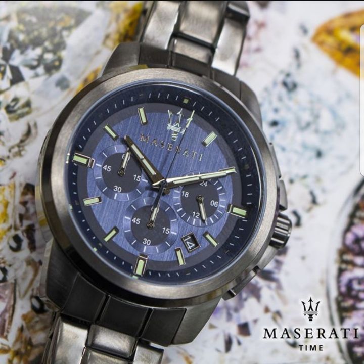  Shop Authentic Maserati Successo Chronograph Blue Dial Black Steel Strap Watch For Men - R8873621005 - Luxxuri