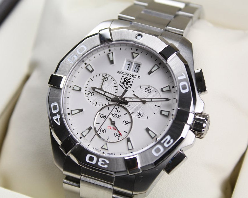  Shop Authentic Tag Heuer Aquaracer White Dial Silver Steel Strap Watch for Men - CAY1111.BA0927 - Luxxuri