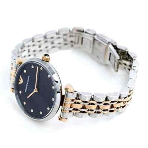  Shop Authentic Emporio Armani Gianni T Bar Crystal Blue Dial Two Tone Steel Strap Watch For Women - AR11092 - Luxxuri