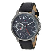  Shop Authentic Tommy Hilfiger London Chronograph Grey Dial Black Leather Strap Watch for Men - 1791533 - Luxxuri