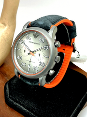  Shop Authentic Emporio Armani Chronograph Quartz Grey Dial Black Leather Strap Watch For Men - AR11174 - Luxxuri