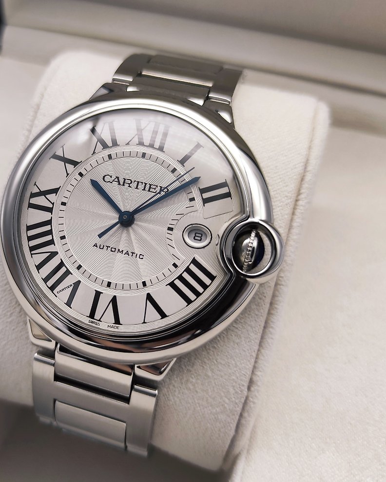  Shop Authentic Cartier Ballon Bleu De Cartier Silver Dial Silver Steel Strap Watch for Men - WSBB0049 - Luxxuri