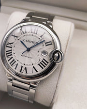  Shop Authentic Cartier Ballon Bleu De Cartier Silver Dial Silver Steel Strap Watch for Men - WSBB0049 - Luxxuri