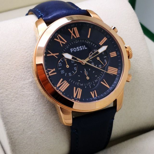  Shop Authentic Fossil Grant Chronograph Blue Dial Blue Leather Strap Watch for Men - FS4835 - Luxxuri