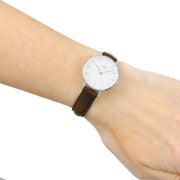  Shop Authentic Daniel Wellington Classic Petite White Dial Brown Leather Strap Watch For Women - DW00100239 - Luxxuri