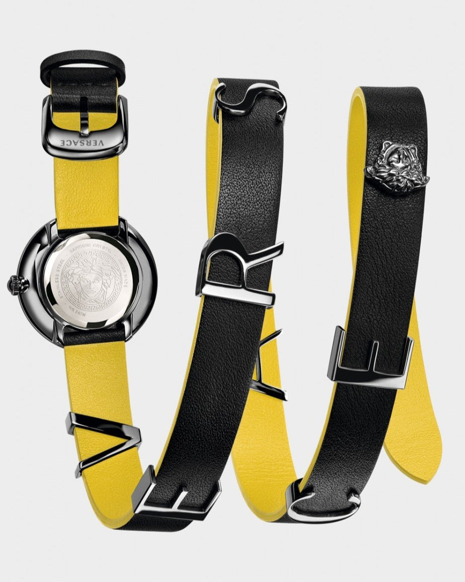  Shop Authentic Versace V-Flare Quartz Black Dial Black Leather Strap Watch for Women - VEBN00518 - Luxxuri
