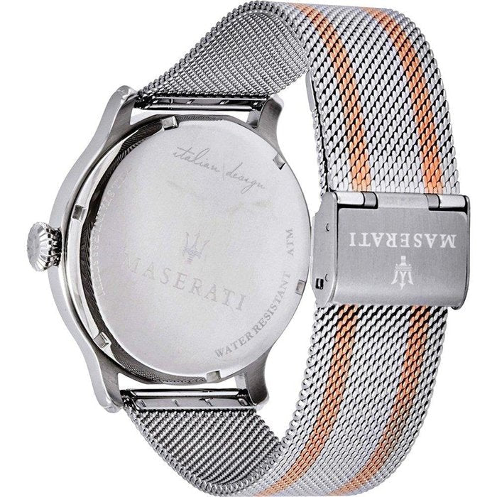  Shop Authentic Maserati Epoca Silver Dial Two Tone Mesh Bracelet Watch For Men - R8853118005 - Luxxuri