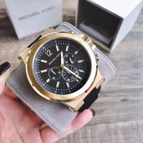  Shop Authentic Michael Kors Dylan Chronograph Black Dial Black Rubber Strap Watch for Men - MK8445 - Luxxuri