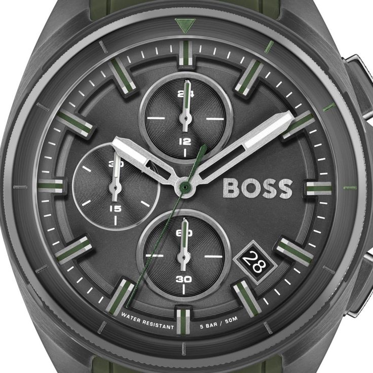  Shop Authentic Hugo Boss Volane Chronograph Grey Dial Green Rubber Strap Watch For Men - 1513952 - Luxxuri