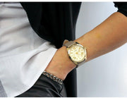  Shop Authentic Fossil Cecile Champagne Dial Grey Leather Strap Watch for Women - AM4529 - Luxxuri