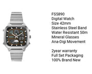  Shop Authentic Fossil Retro Analog-Digital Black Dial Silver Steel Strap Watch for Men - FS5890 - Luxxuri