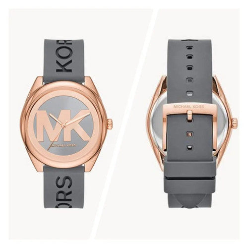  Shop Authentic Michael Kors Janelle Three Hand Grey Dial Grey Rubber Strap Watch For Women - MK7314 - Luxxuri