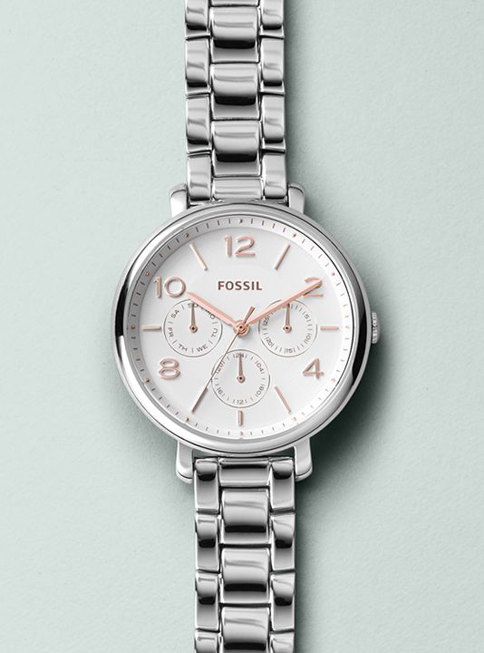  Shop Authentic Fossil Jacqueline Multifunction White Dial Silver Steel Strap Watch for Women - ES3738 - Luxxuri