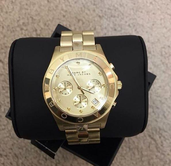  Shop Authentic Marc Jacobs Blade Chronograph Gold Dial Gold Steel Strap Watch for Women - MBM3101 - Luxxuri