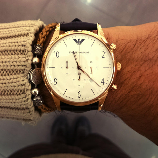  Shop Authentic Emporio Armani Beta Chronograph White Dial Brown Leather Strap Watch For Men - AR1915 - Luxxuri