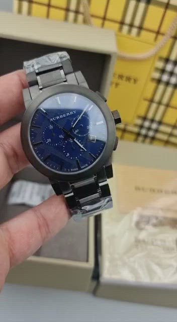  Shop Authentic Burberry The City Navy Blue Dial Black Steel Strap Watch for Men - BU9365 - Luxxuri