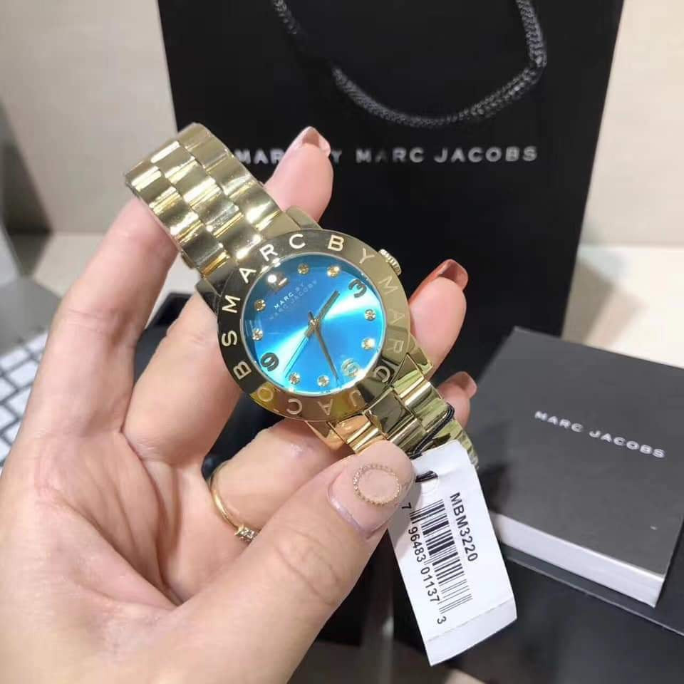  Shop Authentic Marc Jacobs Amy Blue Dial Gold Steel Strap Watch for Women - MBM3220 - Luxxuri