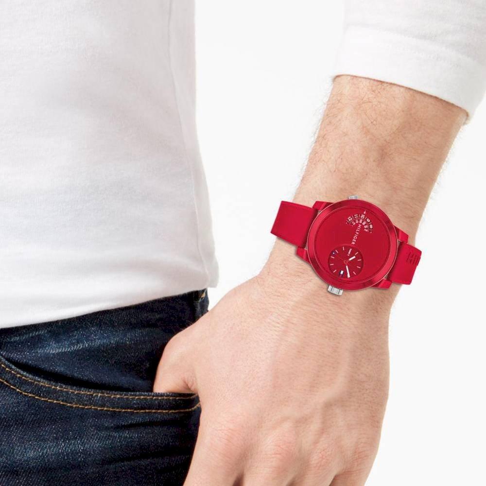 Shop Authentic Tommy Hilfiger Denim Red Dial Red Rubber Strap Watch for Men - 1791557 - Luxxuri
